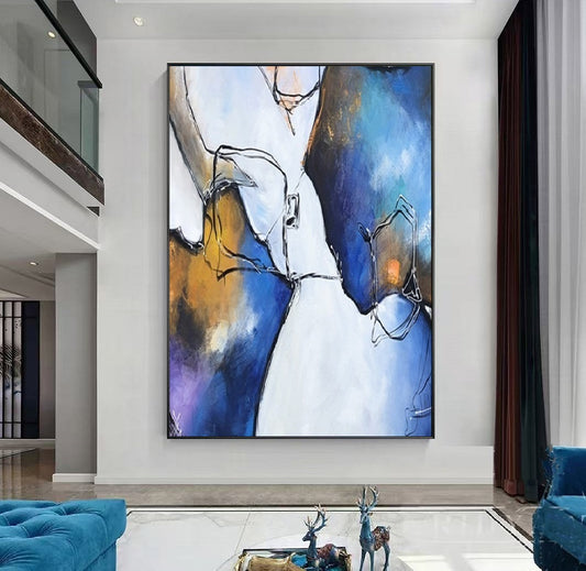 Handcrafted Abstract Painting, Modern Wall Art for Home Decor AB0029A