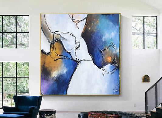 Handcrafted Abstract Painting, Modern Wall Art for Home Decor AB0029C