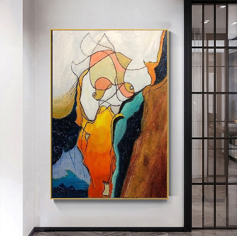 Handcrafted Abstract Painting, Modern Wall Art for Home Decor AB0031A