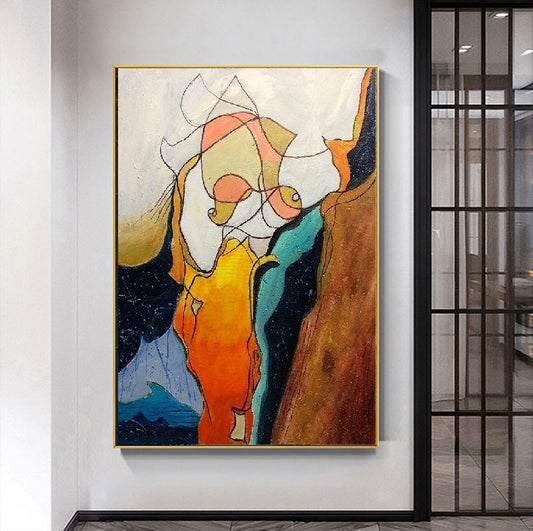 Handcrafted Abstract Painting, Modern Wall Art for Home Decor AB0031A