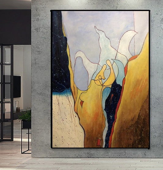Handcrafted Abstract Painting, Modern Wall Art for Home Decor AB0033A