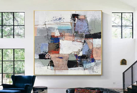 Handcrafted Abstract Painting, Modern Wall Art for Home Decor AB0054C