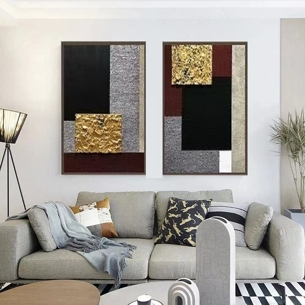 2PCs A Set  Handcrafted Abstract Painting, Modern Wall Art for Home Decor AB1122