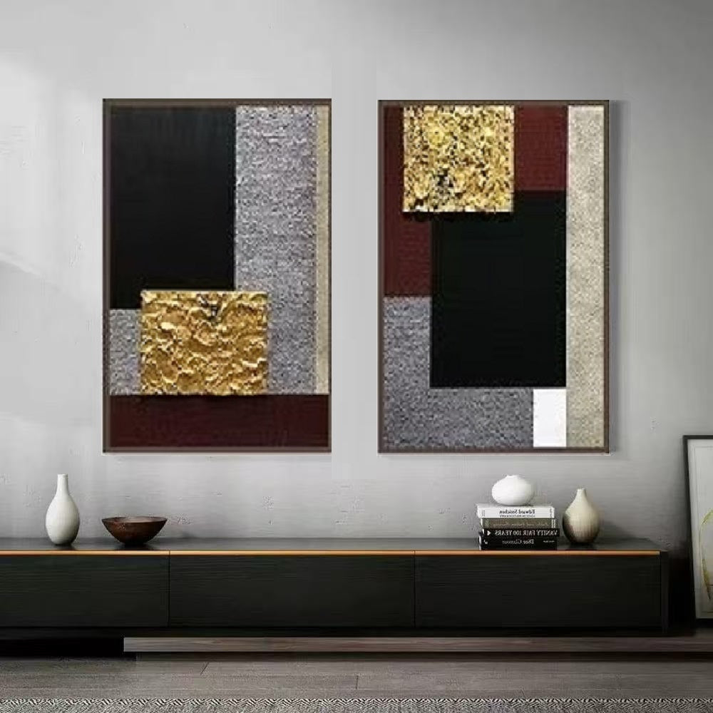 2PCs A Set  Handcrafted Abstract Painting, Modern Wall Art for Home Decor AB1122