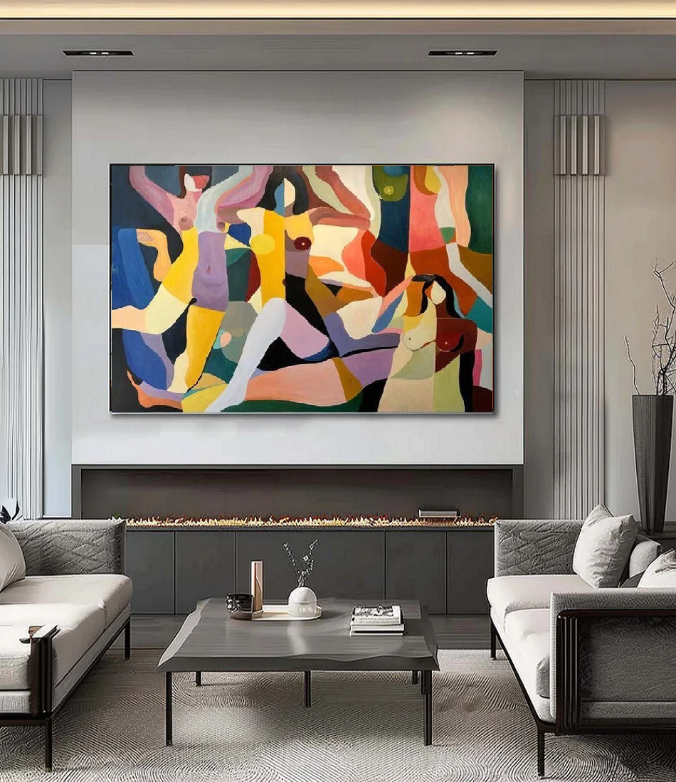 Handcrafted Abstract Painting, Modern Wall Art for Home Decor AB1157