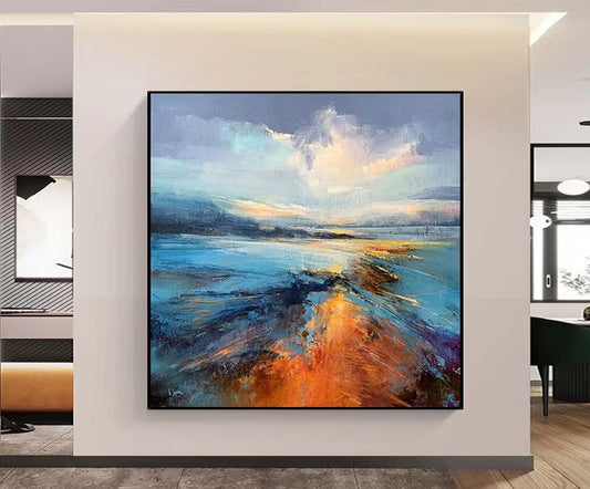 Handcrafted Abstract Painting, Modern Wall Art for Home Decor AB3006