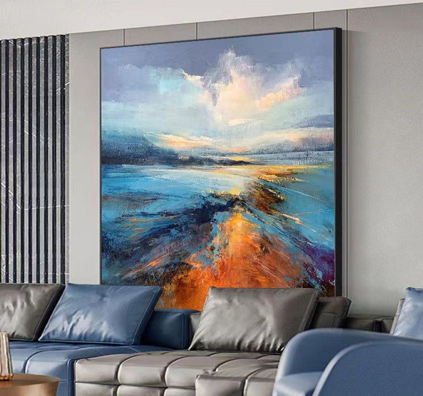 Handcrafted Abstract Painting, Modern Wall Art for Home Decor AB3006