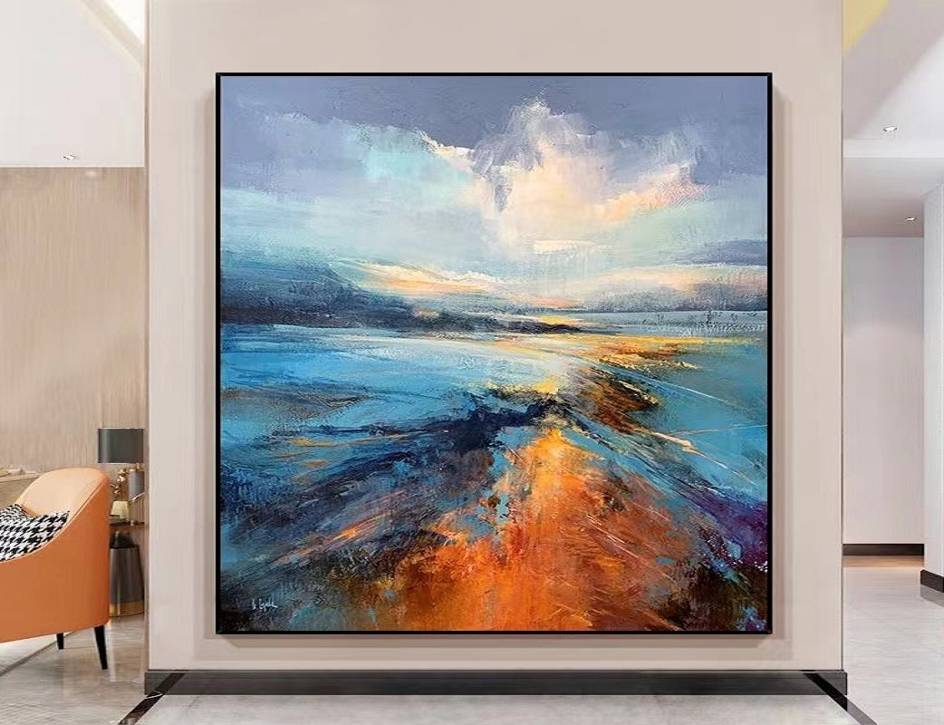 Handcrafted Abstract Painting, Modern Wall Art for Home Decor AB3006