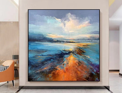 Handcrafted Abstract Painting, Modern Wall Art for Home Decor AB3006