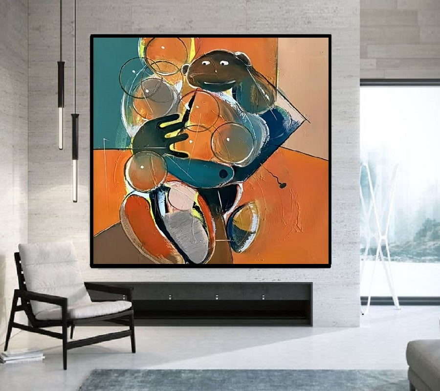 Handcrafted Abstract Painting, Modern Wall Art for Home Decor AB3025B
