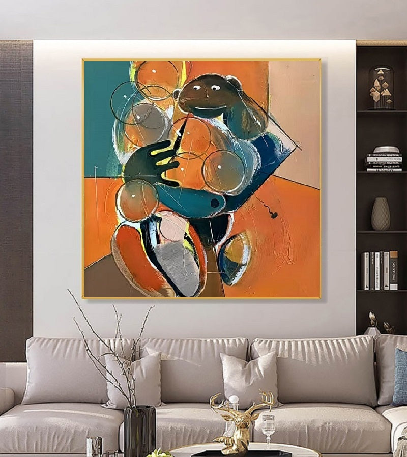 Handcrafted Abstract Painting, Modern Wall Art for Home Decor AB3025B