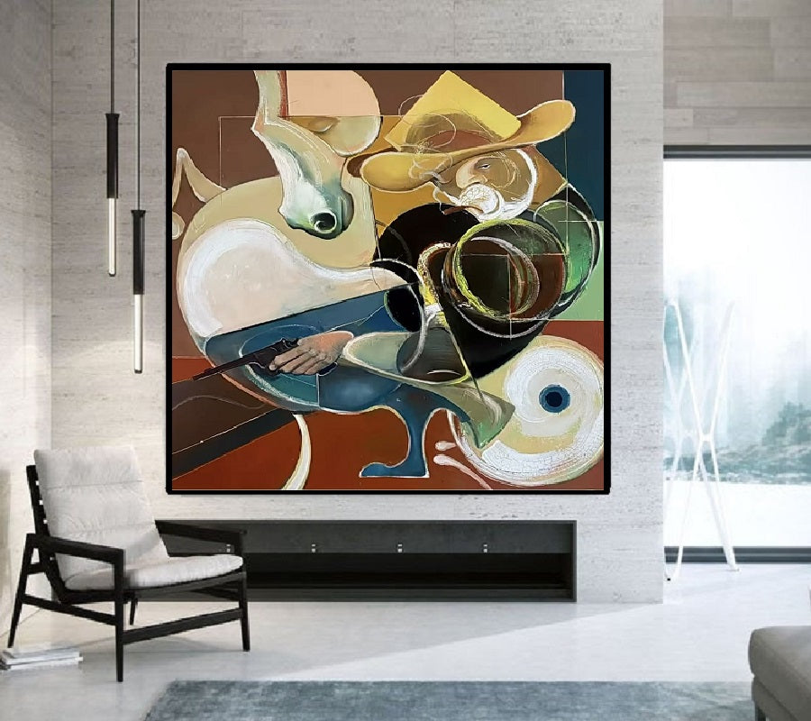 Handcrafted Abstract Painting, Modern Wall Art for Home Decor AB3025D