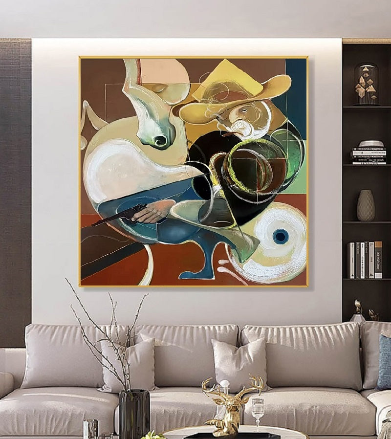 Handcrafted Abstract Painting, Modern Wall Art for Home Decor AB3025D