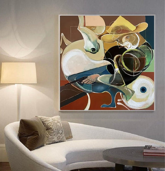 Handcrafted Abstract Painting, Modern Wall Art for Home Decor AB3025D