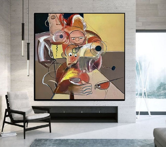 Handcrafted Abstract Painting, Modern Wall Art for Home Decor AB3025F