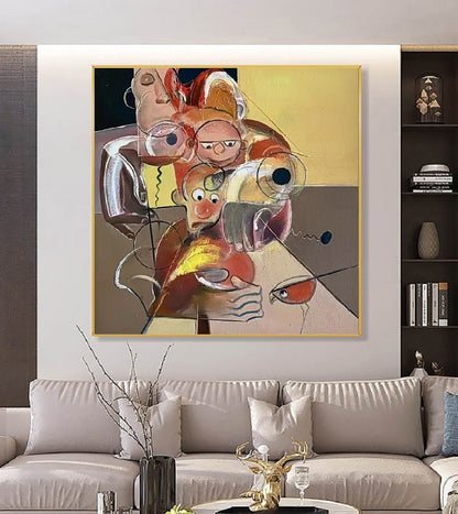Handcrafted Abstract Painting, Modern Wall Art for Home Decor AB3025F
