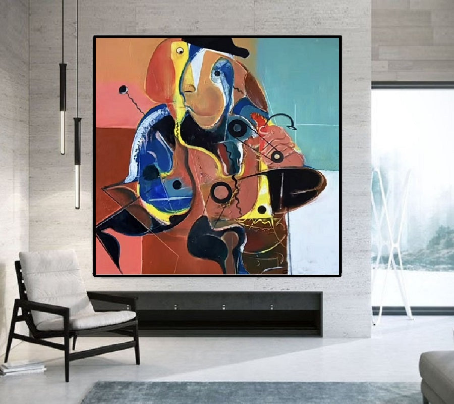 Handcrafted Abstract Painting, Modern Wall Art for Home Decor AB3025H