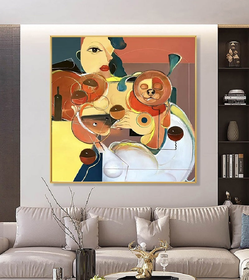 Handcrafted Abstract Painting, Modern Wall Art for Home Decor AB3025N
