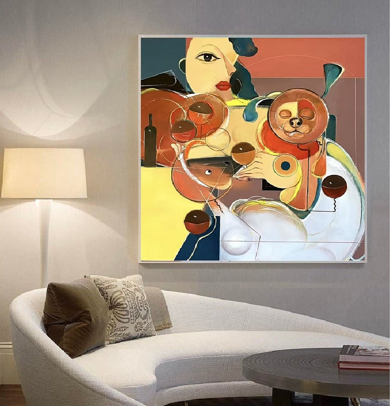 Handcrafted Abstract Painting, Modern Wall Art for Home Decor AB3025N