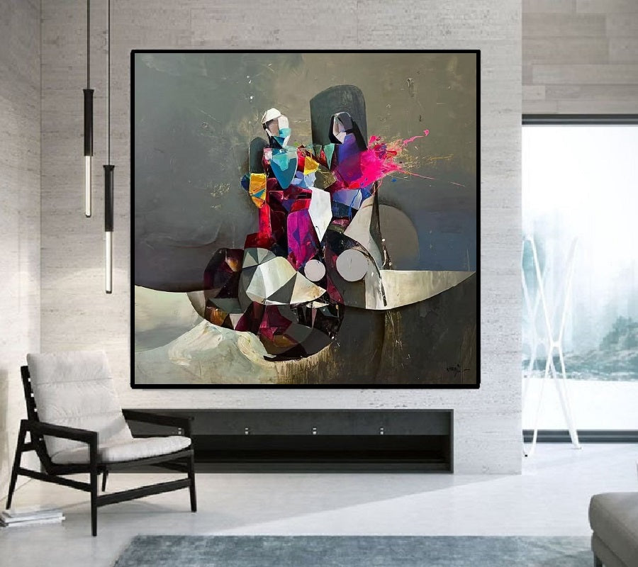 Handcrafted Abstract Painting, Modern Wall Art for Home Decor AB3036C