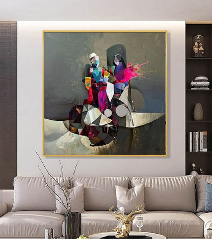 Handcrafted Abstract Painting, Modern Wall Art for Home Decor AB3036C