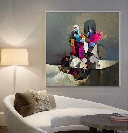 Handcrafted Abstract Painting, Modern Wall Art for Home Decor AB3036C