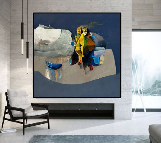 Handcrafted Abstract Painting, Modern Wall Art for Home Decor AB3036E