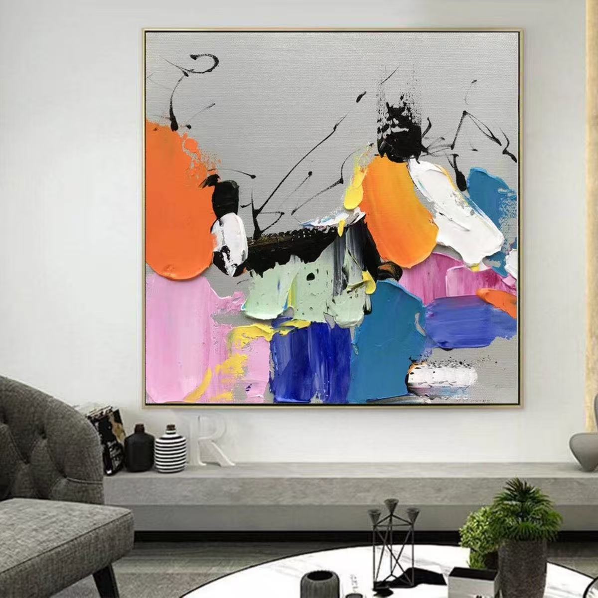 Handcrafted Abstract Painting, Modern Wall Art for Home Decor AB3037