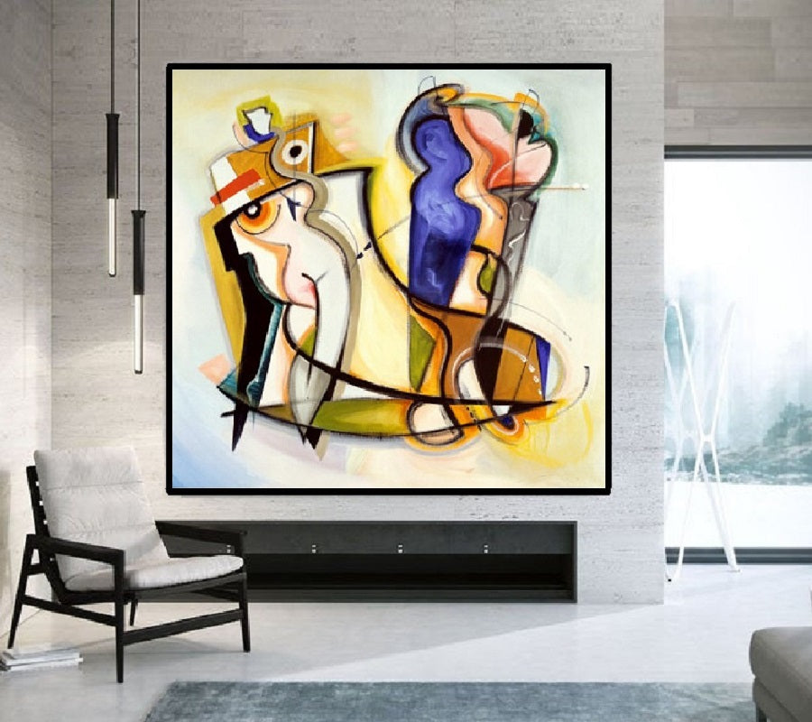 Handcrafted Abstract Painting, Modern Wall Art for Home Decor AB3041