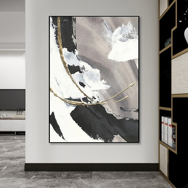Handcrafted Abstract Painting Black White Art For Home Decor