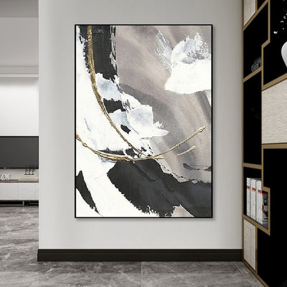 Handcrafted Abstract Painting Black White Art For Home Decor