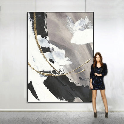 Handcrafted Abstract Painting Black White Art For Home Decor
