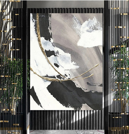 Handcrafted Abstract Painting Black White Art For Home Decor
