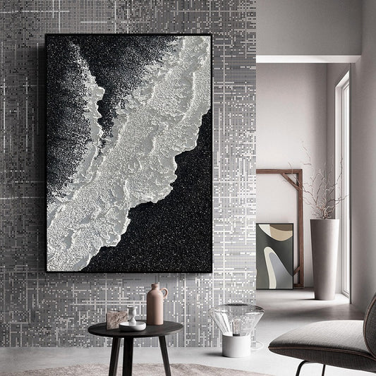 Handcrafted Abstract Painting Black White Art For Home Decor