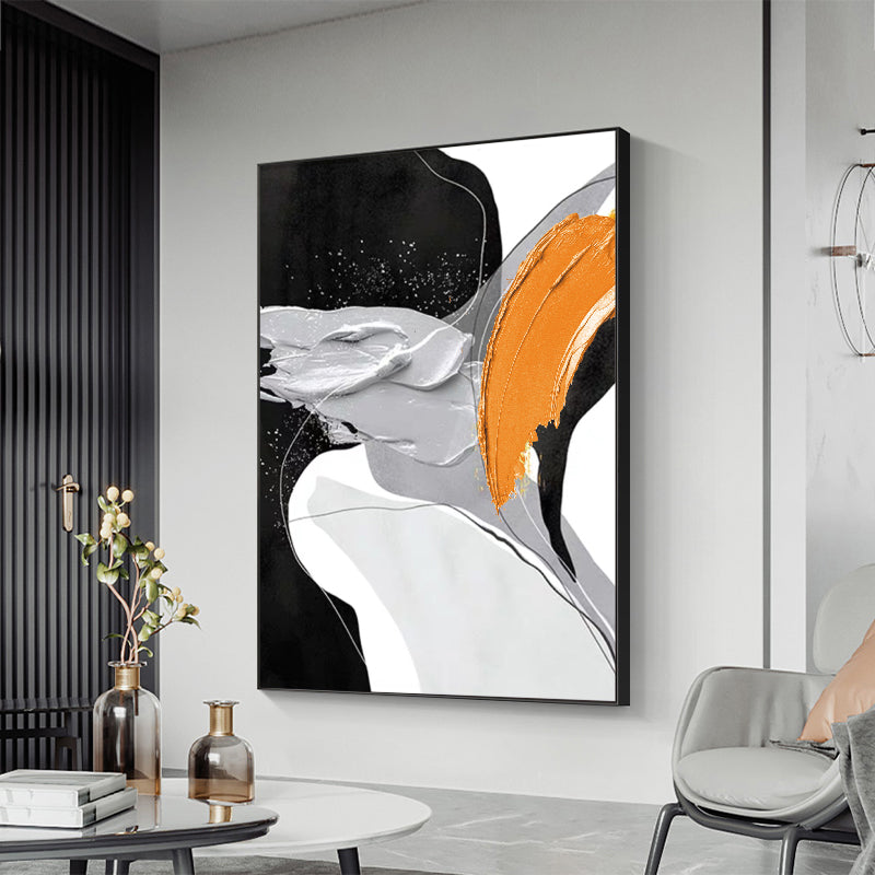 Handcrafted Abstract Painting Black And White Wall Art For Homedecor BW1004