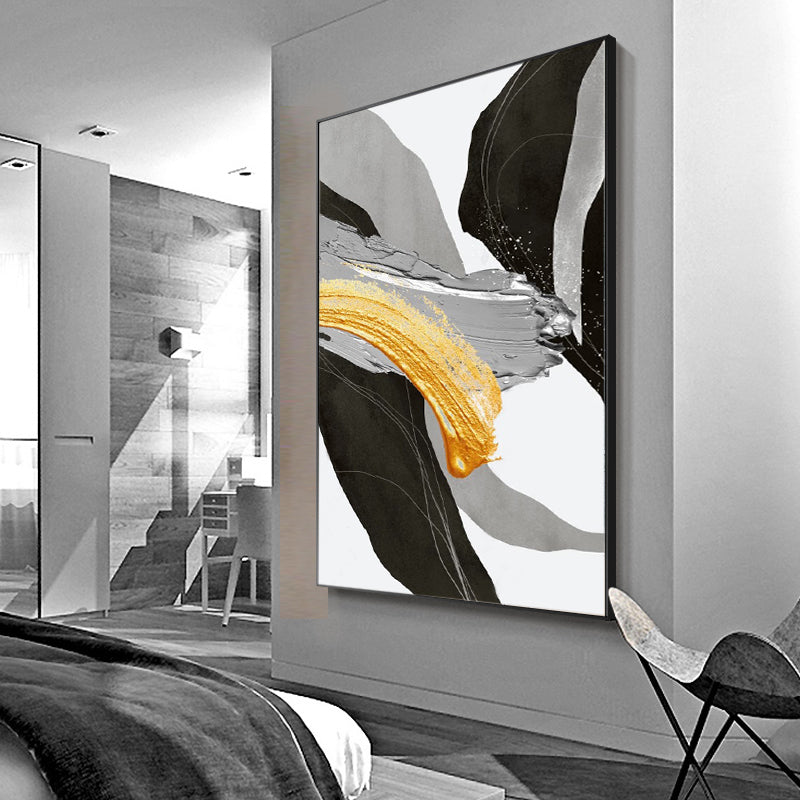 Handcrafted Abstract Painting Black And White Wall Art For Homedecor BW1005