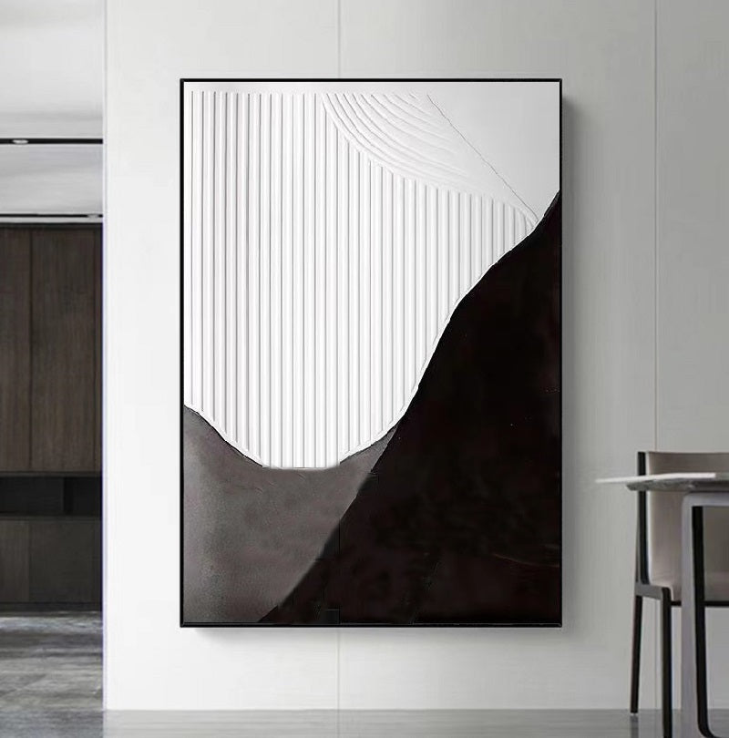 Handcrafted Abstract Painting Black And White Wall Art For Homedecor BW1006