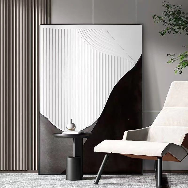 Handcrafted Abstract Painting Black And White Wall Art For Homedecor BW1006