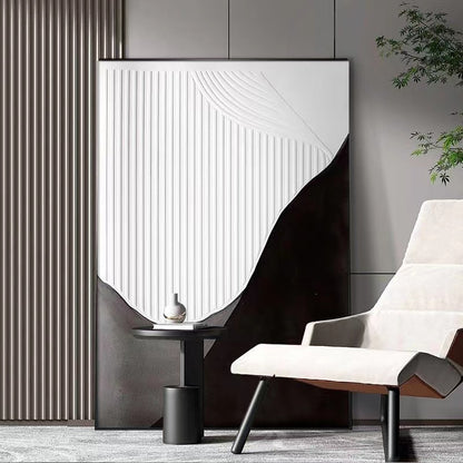 Handcrafted Abstract Painting Black And White Wall Art For Homedecor BW1006