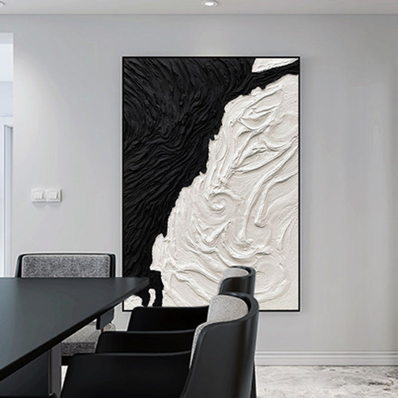 Handcrafted Abstract Painting Black White Art For Home Decor