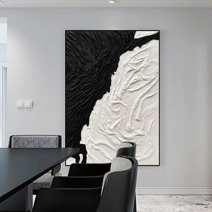 Handcrafted Abstract Painting Black White Art For Home Decor
