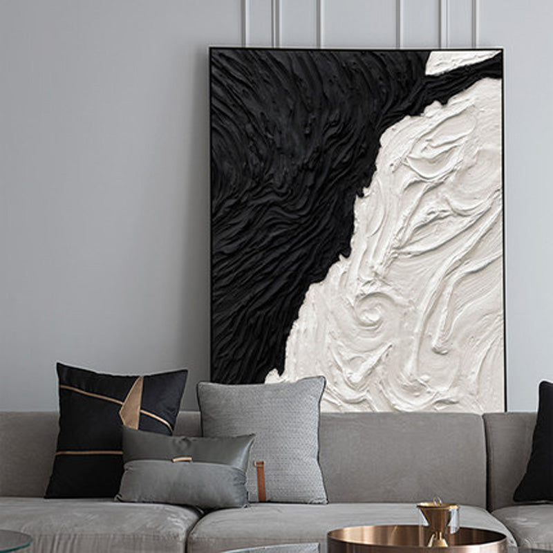 Handcrafted Abstract Painting Black White Art For Home Decor
