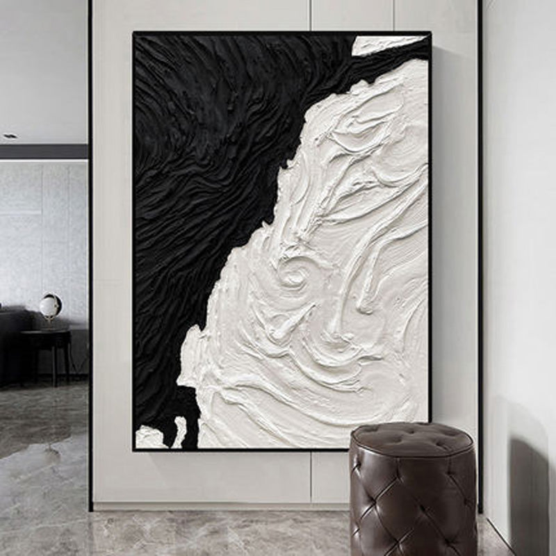 Handcrafted Abstract Painting Black White Art For Home Decor