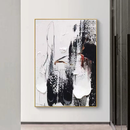 Handcrafted Abstract Painting Black And White Wall Art For Homedecor BW1008