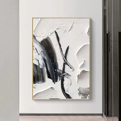 Handcrafted Abstract Painting Black And White Wall Art For Homedecor BW1009A