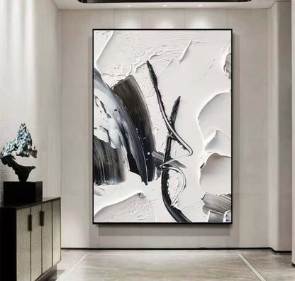 Handcrafted Abstract Painting Black And White Wall Art For Homedecor BW1009A