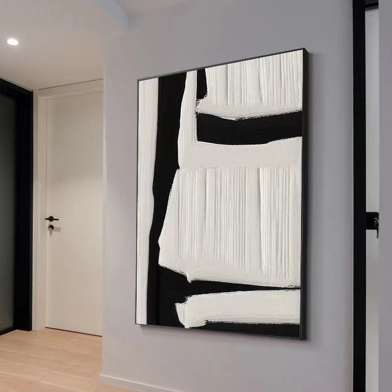 Handcrafted Abstract Painting Black And White Wall Art For Homedecor BW1014