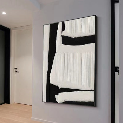 Handcrafted Abstract Painting Black And White Wall Art For Homedecor BW1014