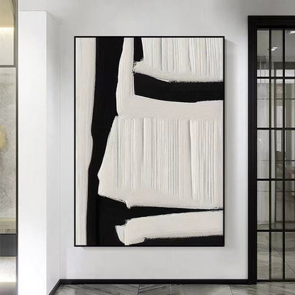 Handcrafted Abstract Painting Black And White Wall Art For Homedecor BW1014
