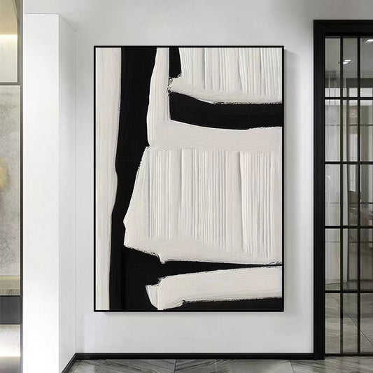 Handcrafted Abstract Painting Black And White Wall Art For Homedecor BW1014